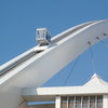 Funicular elevator to an observation deck and for maintenance in a soccer stadium 